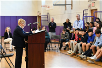 Sixth-grade students at James H. Vernon School in Oyster Bay at a special presentation with Holocaust survivor. thumbnail257755
